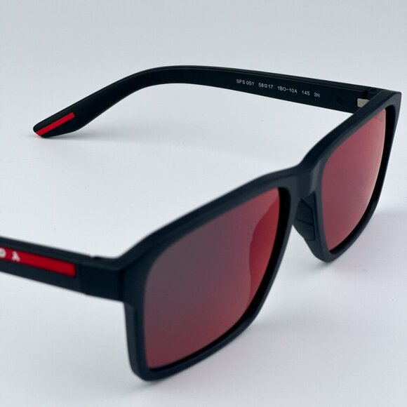 Prada Linea Rossa PS05YS 1BO10A BRAND NEW Sunglasses Matte Black Grey Red Unisex - Picture 9 of 10
